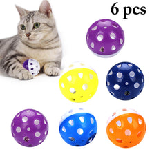 Load image into Gallery viewer, 6pcs Toys for Cats Ball with Bell Ring Playing Chew Rattle Scratch Plastic Ball Interactive Cat Training Toys Pet Cat Supply