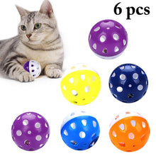 Load image into Gallery viewer, 6pcs Toys for Cats Ball with Bell Ring Playing Chew Rattle Scratch Plastic Ball Interactive Cat Training Toys Pet Cat Supply
