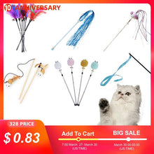 Load image into Gallery viewer, 10 Style Cat Toys Plastic Kitten Interactive Stick Funny Cat Fishing Rod Game Wand Feather Stick Toy Pet Supplies Cat Accessory
