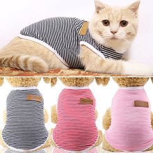 Load image into Gallery viewer, Pets Dog Clothing Spring/Summer Pet Cat Clothes for Cats Kitty Kitten Classic Striped Vest T-shirt Fashion Cotton Cats Shirts