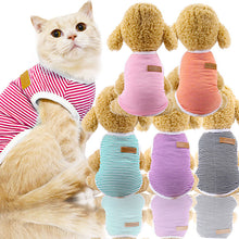 Load image into Gallery viewer, Cute Pet Clothes Striped Cat Clothing Soft Summer Vest Cat Clothes for Cat Kitten Shirt Pet T-shirt Cat Costume Small Dog Clothe
