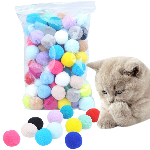 Cute Funny Cat Toys Stretch Plush Ball 0.98in Cat Toy Ball Creative Colorful Interactive Cat Pom Pom Cat Chew Toy Dropshipping