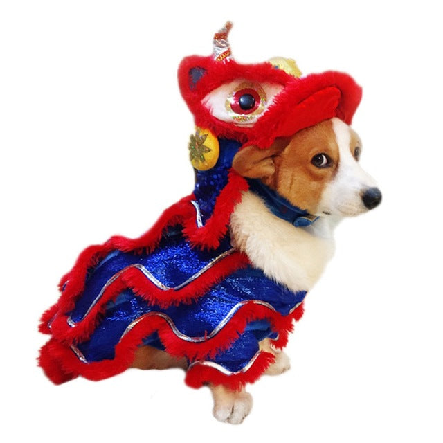 New Funny Dog Clothes New Year's Pet Chinese Costume Dragon Dance Lion Dog Party Dress Up Festive Lucky Cat Dog Clothes