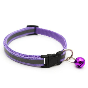 Reflective Charm and Bell Cat Collar Safety Elastic Adjustable with Soft Velvet Material 12 colors pet Product small dog collar