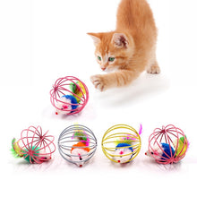 Load image into Gallery viewer, Cat Interactive Toy Stick Feather Wand With Small Bell Mouse Cage Toys Plastic Artificial Colorful Cat Teaser Toy Pet Supplies
