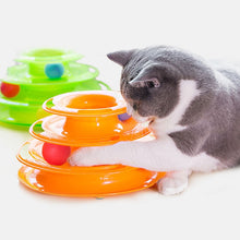 Load image into Gallery viewer, Three Levels pet cat toy Tower Tracks Disc cat Intelligence Amusement triple  disc cat toys ball Training Amusement plate
