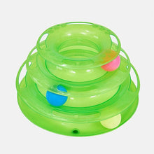 Load image into Gallery viewer, Three Levels pet cat toy Tower Tracks Disc cat Intelligence Amusement triple  disc cat toys ball Training Amusement plate
