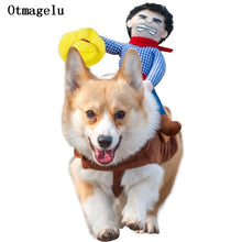 Load image into Gallery viewer, Funny Pet Cat Dog Costumes Dog Apparel Clothes For Halloween Cosplay Western Cowboy Riding Costumes Jacket Cloak Dog Accessories
