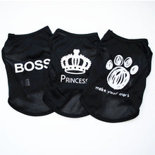 Load image into Gallery viewer, Pet Clothing Fashion Puppy Small Dog Cat Vest T Shirt Summer Polyester Clothes for All Sized Cats Little Dogs BOSS PAW PRINCESS
