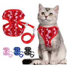 Load image into Gallery viewer, Cute Cat Puppy Harness Vest Printed Mesh Pet Kitten Cat Harness and Leash Set Adjustable Walking Lead For Small Medium Dogs Cats
