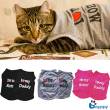 Load image into Gallery viewer, I LOVE MY MOM Design Summer Pets Puppy Small Dog Cat Pet Kitten Clothes Vest Lovely Pet T-Shirt Apparel Costumes 3 Colors
